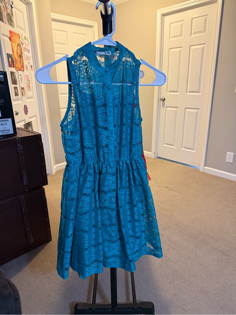 Knitworks Teal Lace Halter Dress for Girls